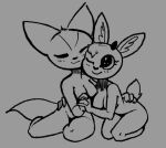  2023 aggressive_retsuko antelope anthro anthro_on_anthro black_and_grey bovid breasts canid canine duo embrace female female/female fennec fenneko fox gazelle grey_background hand_holding interspecies mammal monochrome nude nude_female one_eye_closed pusszone romantic romantic_couple sanrio simple_background sketch tsunoda 