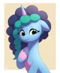  2023 blue_body blue_hair blue_hooves digital_media_(artwork) ears_down equid equine eyelashes female feral fetlocks freckles green_eyes hair hasbro hooves horn luminousdazzle mammal misty_(g5) mlp_g5 my_little_pony my_little_pony:_tell_your_tale pivoted_ears smile solo unicorn unicorn_horn 