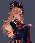  blonde_hair chinese_clothes crescent earrings highres jewelry junko_(touhou) lips long_hair orange_hair phoenix_crown pointy_ears raptor7 red_eyes tabard touhou 