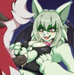  anthro big_breasts black_penis breasts canid canine digital_media_(artwork) duo erection felid feline female fur generation_7_pokemon generation_9_pokemon genitals green_body green_fur hi_res humanoid_genitalia humanoid_penis lycanroc male male/female mammal meowscarada midnight_lycanroc nintendo nipples penis pokemon pokemon_(species) red_body white_body white_fur 