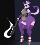  2023 absurd_res anthro armor big_butt black_makeup blaze_the_cat bottom_heavy butt clothed clothing curvy_figure digital_drawing_(artwork) digital_media_(artwork) felid feline female flat_colors footwear gem greektrebuchet gun hi_res high_heels huge_butt hyper hyper_butt legwear lipstick makeup mammal ranged_weapon sega skimpy skimpy_armor smoke solo solo_focus sonic_the_hedgehog_(series) thigh_highs weapon 