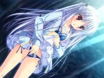  1girl blue_panties blush bra long_hair masturbation mizune_gin panties prism_rhythm red_eyes solo underwear 