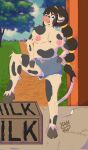  absurd_res bovid bovine breasts cattle female hi_res looking_at_viewer mammal milk nipples shaded simple_background slightly_chubby solo xanthraxe 