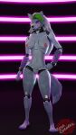  3d_(artwork) 4k 9:16 absurd_res animated anthro blender_(software) breasts canid canine canis choker clothing digital_media_(artwork) ear_piercing female five_nights_at_freddy&#039;s five_nights_at_freddy&#039;s:_security_breach genitals hair hand_on_hip hi_res jewelry looking_at_viewer machine mammal necklace nipples nude piercing pussy robot rosecreates roxanne_wolf_(fnaf) scottgames simple_background smile solo standing steel_wool_studios tail wolf 