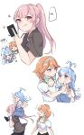  alternate_costume blue_hair carrying carrying_person child closed_eyes earrings family feather_earrings feathers highres hirasawa_izumi hololive hololive_english hololive_indonesia jewelry kobo_kanaeru mori_calliope mother_and_daughter multiple_girls open_mouth orange_hair piggyback pink_hair purple_eyes red_eyes shoulder_carry sitting_on_shoulder takanashi_kiara virtual_youtuber wife_and_wife yuri 