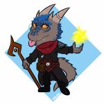  argonian bethesda_softworks chibi claws clothing eyewear glasses horn humanoid kaal_(secretkaal) lizard magic male orange_eyes reptile robe scalie scar solo tail the_elder_scrolls tongue volentis 