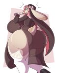  absurd_res anthro big_breasts big_butt bow_ribbon breasts butt butt_focus clothing female fur hair hi_res huge_breasts huge_butt huge_thighs hyper hyper_breasts hyper_butt lagomorph leporid looking_at_viewer looking_back mammal nonarycubed open_mouth pink_eyes pink_hair rabbit rear_view smile solo standing tail tan_body tan_fur thick_thighs unknown_character 