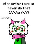  anthro blush bovid boy_kisser_(meme) caprine clothing confusion deltarune digital_media_(artwork) english_text eyewear fangs fur glasses goat green_clothing green_eyewear green_glasses horn kaycraftytrus male mammal pink_horn pink_scarf pixel_(artwork) ralsei scarf silly_cat_(mauzymice) teeth text undertale_(series) white_body white_fur 