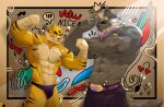  anthro duo flexing group humanoid male male/male pleasant_goat_and_big_big_wolf 