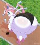  absurd_res anthro bent_over big_breasts big_butt breasts butt clothed clothing eeveelution female generation_6_pokemon hair hexami hi_res huge_breasts huge_butt hyper hyper_butt nintendo nipples panties pink_hair pokemon pokemon_(species) solo sylveon thick_thighs topless underwear 