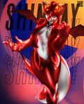  absurd_res anthro arbykay digital_media_(artwork) hair hi_res kemono red_body red_eyes red_hair scalie scalie_tail 