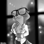  anthro areola breasts clothing disney eyes_closed eyewear female glasses hi_res mammal mustelid nipples otter sam_(zootopia+) small_breasts solo unbakable undressing zootopia 