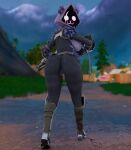  absurd_res anthro bear big_breasts boots breasts butt butt_focus captain_meez clothing epic_games female footwear fortnite fur genitals gun headgear headwear hi_res hood humanoid mammal metal_boots owo plant purple_body purple_fur pussy ranged_weapon raven_team_leader shotgun solo tree walking weapon 