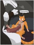  anthro big_dom_small_sub bodily_fluids border canid canine canis claws crocuta_county death_(puss_in_boots) dialogue domestic_cat dominant dominant_male dreamworks dripping duo english_text felid feline felis fur genital_fluids genitals hi_res larger_male larger_male_smaller_male male male/male mammal musk musk_clouds orange_body orange_fur penis penis_on_belly precum precum_drip puss_in_boots_(dreamworks) puss_in_boots_(film) puss_in_boots_the_last_wish size_difference smaller_male submissive submissive_male sweat teeth text white_body white_border white_fur wolf 