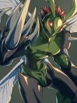  1other claws dark_green_background digimon digimon_(creature) highres insect_wings looking_at_viewer no_humans simple_background solo stingmon tosaka_rai wings 