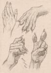  5_fingers anatomy anthro canid canine canis claws diagram domestic_dog fingers graphite_(artwork) hi_res high-angle_view human mammal model_sheet multiple_poses paws pose russell_tuller side_view signature sketch traditional_media_(artwork) were werecanid werecanine werewolf wolf 