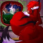  abdominal_bulge absurd_res anthro belly big_belly big_butt bodily_fluids butt canid canine cheek_tuft cutaway digestion digestion_noises duo facial_tuft fluffy fluffy_tail fox glowing glowing_eyes gurgle_(sound_effect) hand_on_stomach hi_res internal ira_(ira_the_carnivore) ira_the_carnivore male male/male mammal melting metro mustelid onomatopoeia organs otter red_fox rumbling_stomach saliva saliva_string smile smirk sound_effects stomach stomach_acid tail text tuft vore 