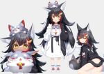  1girl absurdres animal animal_ear_fluff animal_ears black_hair blush hair_ornament hairclip highres hololive jacket kamaboko_(kmm15a) long_hair long_sleeves looking_at_viewer miofa_(ookami_mio) multicolored_hair ookami_mio oversized_clothes pout red_hair shoes simple_background sneakers streaked_hair symbol-shaped_pupils tail very_long_hair virtual_youtuber white_hair wolf_ears wolf_girl wolf_tail yellow_eyes 