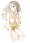  1girl absurdres bikini blue_archive blush breasts cleavage collarbone cropped_legs floating_hair highres kapo large_breasts light_brown_hair looking_to_the_side navel nonomi_(blue_archive) nonomi_(swimsuit)_(blue_archive) sketch smile solo swimsuit yellow_bikini 