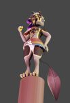  3d_(artwork) abuniverse anthro avali avali_(original) avian black_hair blender_(software) clothed clothing crossdressing diaper diaper_fetish digital_media_(artwork) egyptian egyptian_clothing featherless hair hi_res infantilism jewelry long_hair long_tail male pole pose snowie1_(artist) solo standing tail topless 