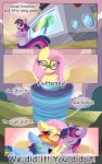  absurd_res blue_body blue_feathers blush comic dialogue english_text equid equine feathers female feral fluttershy_(mlp) friendship_is_magic hair hasbro hi_res horn keetch10 machine mammal my_little_pony pegasus pink_hair rainbow_dash_(mlp) text twilight_sparkle_(mlp) unicorn wings yellow_body yellow_feathers 