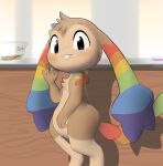  ambiguous_gender anthro buckteeth felyn hi_res l33t_(labbit1337) multicolored_eyes multicolored_tail rainbow_eyes rainbow_tail semi-anthro tail teeth 