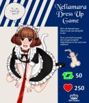  1girl absurdres animal_ears apron artist_name blue_eyes blurry blush brown_hair cat_ears cat_tail collar commentary cum dress ejaculation english_commentary english_text fake_animal_ears fake_tail frilled_apron frilled_dress frills full_body highres hime_takamura kneeling leash like_and_retweet maid maid_apron maid_headdress neliamara_jireaux open_mouth original penis puffy_short_sleeves puffy_sleeves red_collar short_hair short_sleeves socks solo tail waist_apron watermark white_socks 