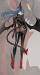  1girl absurdres azur_lane bodystocking dragon dragon_girl dragon_wings from_behind full_body highres long_hair looking_to_the_side mechanical_tail non-humanoid_robot regensburg_(azur_lane) robot robot_dragon tail twintails wings yd_(orange_maru) 
