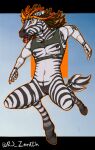  andromorph anthro bottomless clothed clothing cybernetics cyborg dreadlocks equid equine hi_res intersex machine mammal rj_(rj_zenith) rj_zenith solo zebra 