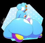  2023 ambiguous_gender anthro big_butt biped butt clothing cyan_yoshi digital_media_(artwork) footwear hi_res huge_butt hyper hyper_butt mario_bros nintendo nude open_mouth rear_view shoes simple_background sitting smile solo thelewdshi thick_thighs wide_hips yoshi 