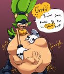  afrosoricid afterimage anthro anthro_pred burping clothing crop_top dialogue digestion digestion_noises digital_media_(artwork) english_text female female_pred hand_imprint hi_res huge_belly idw_publishing imprint mammal navel patting_belly same_size_vore sega sharp_teeth shirt solo sonic_the_hedgehog_(comics) sonic_the_hedgehog_(idw) sonic_the_hedgehog_(series) speech_bubble studded_bracelet surge_the_tenrec talking_to_prey tascom taunting teeth tenrec text topwear vore 
