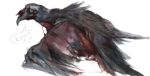  akrolayn ambiguous_gender avian bird blood bodily_fluids digital_media_(artwork) digital_painting_(artwork) feathers feral gore russian_text simple_background solo text white_background 