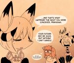  anthro comic dialogue eiden_(flower_knight_dakini) embarrassed female group hi_res kayoh ponporio_(artist) prakasha_(flower_knight_dakini) trio 