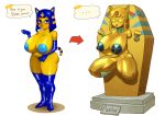  absurd_res animal_crossing ankha_(animal_crossing) anthro areola armwear before_and_after big_areola big_breasts big_butt black_pubes blue_hair boots breasts butt clothing crabhorn domestic_cat elbow_gloves felid feline felis female footwear fur genitals gloves gold_statue hair handwear hi_res huge_breasts instant_loss_2koma legwear mammal mind_break mostly_nude_anthro mostly_nude_female nintendo nipple_chain nipple_clamp nipple_piercing nipple_ring nipples petrification piercing pubes pussy ring_piercing sarcophagus solo thick_thighs thigh_boots thigh_highs wide_hips yellow_body yellow_fur 