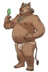  2023 amamiya anthro belly big_belly bodily_fluids bulge clothing kemono male mammal moobs navel nipples overweight overweight_male simple_background solo suid suina sus_(pig) sweat underwear white_background wild_boar 