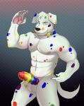  anthro balls bodily_fluids canid canine canis clothing collar dalmatian digital_media_(artwork) domestic_dog fur genital_fluids genitals green_eyes hi_res lgbt_pride looking_at_viewer male mammal multicolored_penis nipples nude pawpads penis pink_pawpads pride_colors rainbow_collar rainbow_penis rainbow_spots sex simple_background skittles_the_dalmatian smile sodabae solo spots spotted_body spotted_fur white_body white_fur 