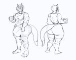  anthro big_bulge big_butt bottomwear bubble_butt bulge butt canid canine clothing container cup detailed_bulge dragon fox fur furred_dragon genital_outline hi_res huge_bulge hyper jin_(jindragowolf) jindragowolf male mammal muscular penis_outline shirt shorts tail tank_top thick_thighs topwear 