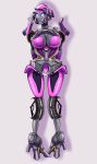  1girl absurdres arcee blue_eyes blue_tongue breasts colored_skin colored_tongue grey_skin highres humanoid_robot medium_breasts panties rainbowpaw2015 robot simple_background solo transformers transformers_(live_action) underwear white_background 
