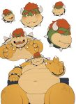  2023 absurd_res angry anthro belly big_belly blush bodily_fluids bowser cute_fangs hi_res kemono koopa male mario_bros moobs navel nintendo overweight overweight_male quanjiang sad scalie sitting solo tears 