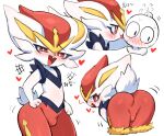  &lt;3 2023 anthro big_butt blush bodily_fluids bulge butt cinderace duo fur generation_8_pokemon girly hanuvo male nintendo open_mouth pokemon pokemon_(species) sweat sweatdrop tongue tongue_out white_body white_fur 