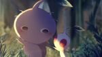  black_eyes blush blush_stickers colored_skin commentary_request grass height_difference holding_hands leaf looking_at_another no_humans pikmin_(creature) pikmin_(series) purple_pikmin purple_skin red_eyes solid_circle_eyes te_449 tiny upper_body white_pikmin white_skin 