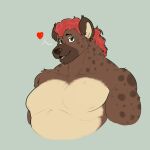  &lt;3 anthro bear brown_body brown_eyes brown_fur brown_nose chest_markings frohawk fur fur_markings hair hi_res hybrid hyena male mammal markings mr.hakkai muscular muscular_anthro muscular_male red_hair snorlynorla solo spots spotted_body spotted_fur 