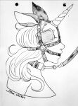  andromorph bdsm bit_gag blinders bondage bound collar eyewear female gag headgear hi_res horse_ears human humanoid inking_(artwork) intersex leash leashed_collar mammal mireina offscreen_character petplay ponyplay roleplay solo solo_focus traditional_media_(artwork) 