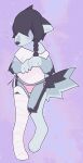  absurd_res anthro bandage canid canine clothed clothing fox fur grey_body grey_hair gynomorph hair hair_over_eyes hi_res intersex mammal pink_clothing pink_underwear platinum_fox red_fox reina_(vinqou) solo trans_(lore) trans_woman_(lore) underwear vinqock white_body white_clothing white_fur 