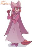 absurd_res anthro canid canine clothed clothing disney female fox fur headgear headwear hi_res juanp1arts looking_at_viewer maid_marian mammal robin_hood_(disney) simple_background smile solo text 