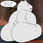  anthro bear big_butt butt camp14 cartoon_network chubby_anthro chubby_male dialogue fur hi_res ice_bear looking_at_viewer looking_back looking_back_at_viewer male mammal polar_bear sitting solo speech_bubble ursine we_bare_bears white_body white_fur 