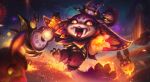  1boy absurdres animal claws fireworks frog glowing gnar_(league_of_legends) hedgehog highres league_of_legends looking_at_viewer multicolored_eyes official_art open_mouth outdoors pink_eyes pointy_ears rabbit teeth yellow_eyes yordle 