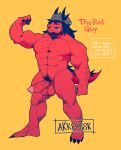  absurd_res anthro balls beanie clothing dragon flexing genitals hat headgear headwear hi_res lewd_dem male nude pecs penis red_body red_skin solo vein veiny_penis 