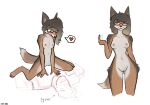  &lt;3 2022 4_toes 5_fingers anthro areola arm_tuft arrow_sign beckoning black_nose blush breasts brown_body brown_fur brown_hair butt_from_the_front canid canine canis cheek_tuft clothing cowlick coyote crotch_tuft digitigrade dipstick_tail duo eyebrow_through_hair eyebrows eyeless eyewear facial_tuft feet female female_anthro fingers fur genitals gesture glasses green_eyes hair hand_behind_back hand_on_chest hip_tuft human inner_ear_fluff inviting long_hair looking_at_another looking_down lying male male/female male_humanoid mammal markings motion_lines navel nipples nude on_back pink_areola pink_nipples pink_pussy portrait pubes pussy raised_arm shirt signature simple_background sketch smile spacedimsum speech_bubble standing straddling t-shirt tail tail_markings three-quarter_portrait toes topwear translucent translucent_hair tuft white_background wide_hips 