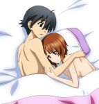  bed crossover girls_und_panzer highres itou_makoto key_(gaigaigai123) lover nishizumi_miho on_bed school_days school_days_hq school_days_lxh 
